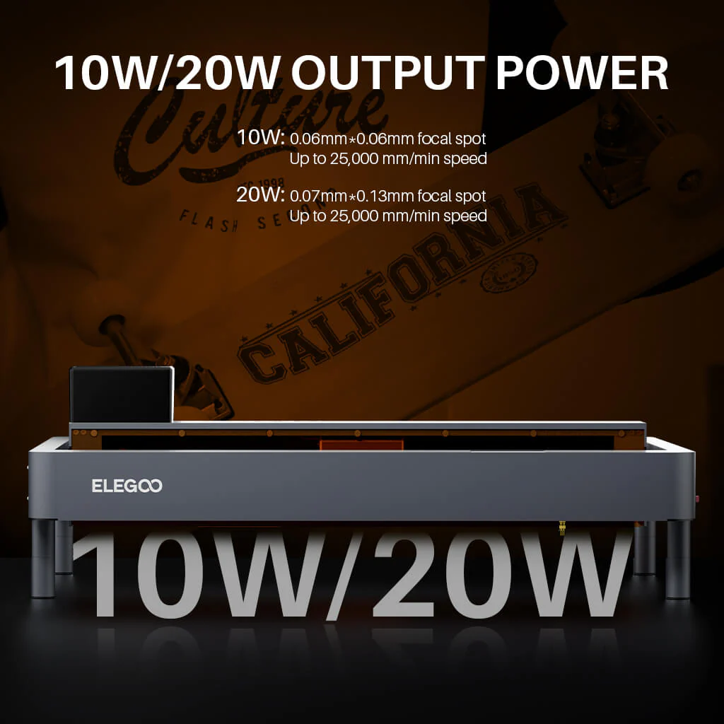 ELEGOO PHECDA 20W Laser Engraver & Cutter with Air Assist, CNC Laser Engraving and Cutting Machine for Wood and Metal, Dark Acrylic, 400x400mm Engraving Area (Basic) - Image 4